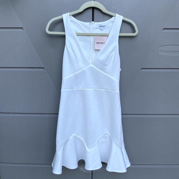 Superdown Women's Vicky White V-Neck Mini Dress Size XSmall - Picture 5 of 16